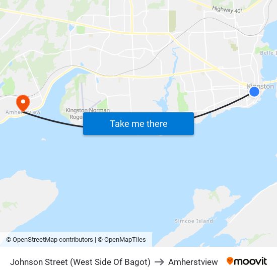 Johnson Street (West Side Of Bagot) to Amherstview map