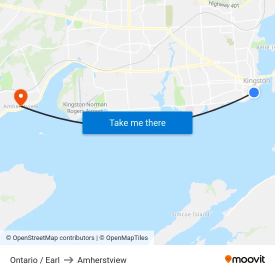Ontario / Earl to Amherstview map