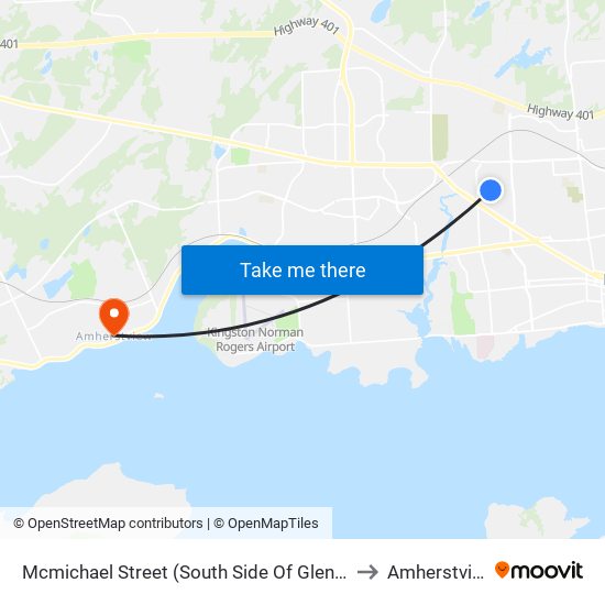 Glengarry / Mcmichael to Amherstview map