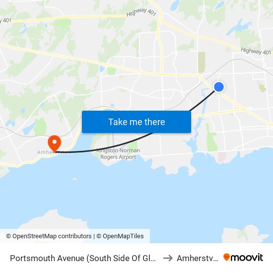 Portsmouth Avenue (South Side Of Glengarry) to Amherstview map