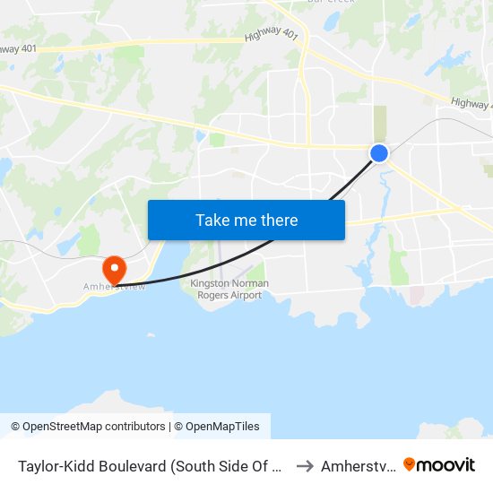 Princess / Taylor-Kidd to Amherstview map