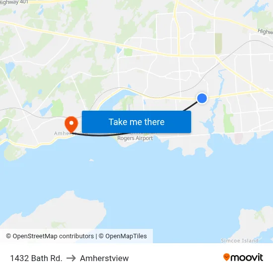 1432 Bath Rd. to Amherstview map