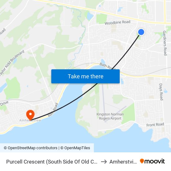 Purcell Crescent (South Side Of Old Colony) to Amherstview map