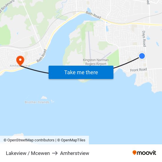 Lakeview / Mcewen to Amherstview map