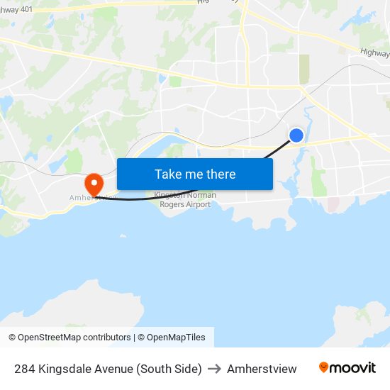 284 Kingsdale Av. to Amherstview map