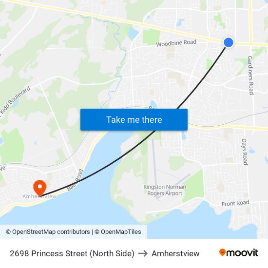 2698 Princess Street (North Side) to Amherstview map