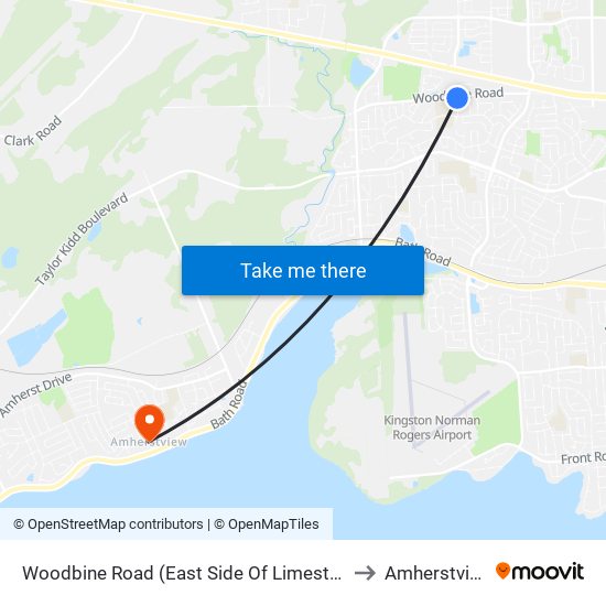 Limestone / Woodbine to Amherstview map