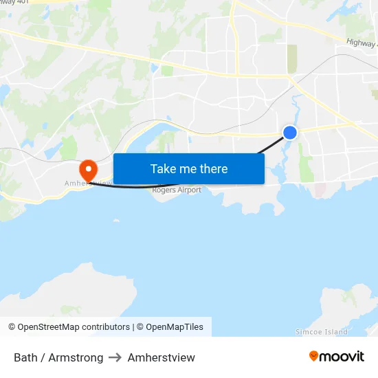 Bath / Armstrong to Amherstview map