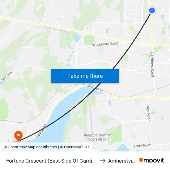 Gardiners / Fortune to Amherstview map