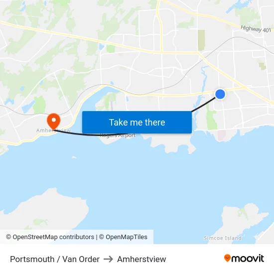 Portsmouth / Van Order to Amherstview map