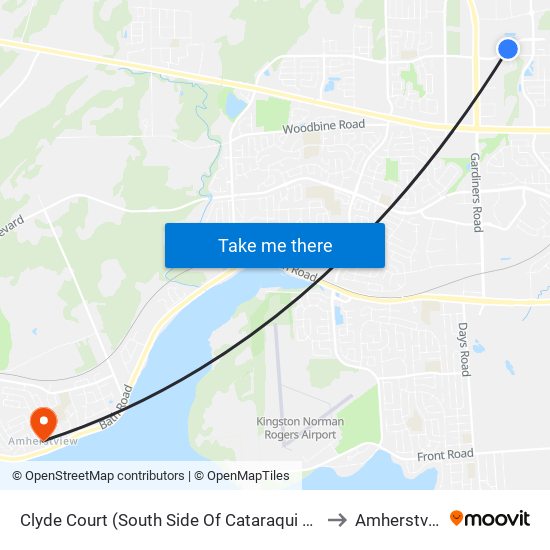 Cataraqui Woods / Clyde to Amherstview map