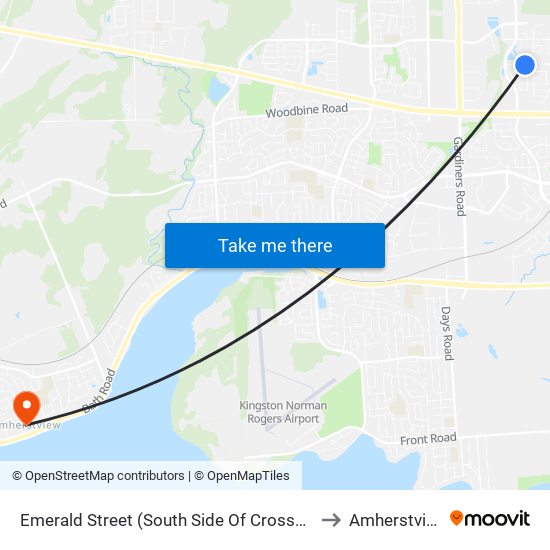 Emerald Street (South Side Of Crossfield) to Amherstview map