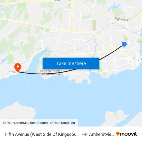 Fifth Avenue (West Side Of Kingscourt) to Amherstview map