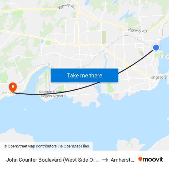 Montreal / John Counter to Amherstview map