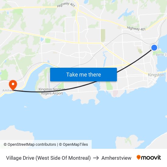 Montreal / Village to Amherstview map