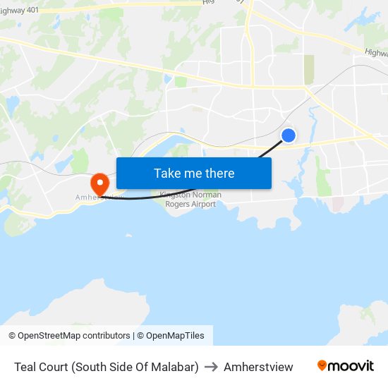 Teal Court (South Side Of Malabar) to Amherstview map