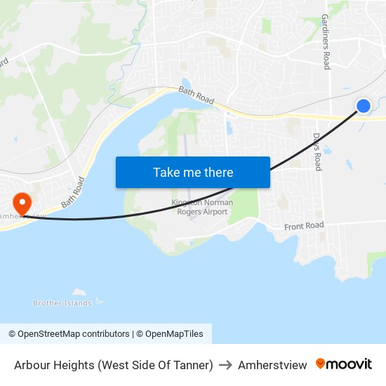 Arbour Heights to Amherstview map