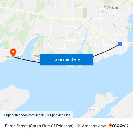 Barrie Street (South Side Of Princess) to Amherstview map