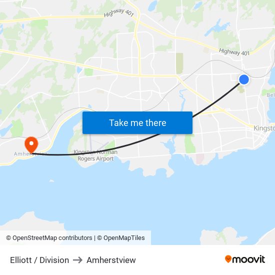 Division Street (North Side Of Elliott) to Amherstview map