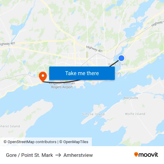 Gore / Point St. Mark to Amherstview map
