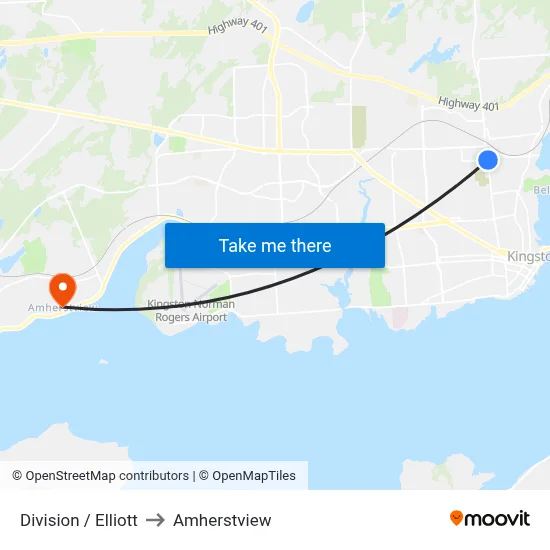 Division / Elliott to Amherstview map
