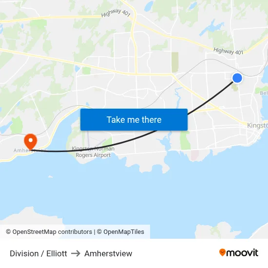 Division / Elliott to Amherstview map