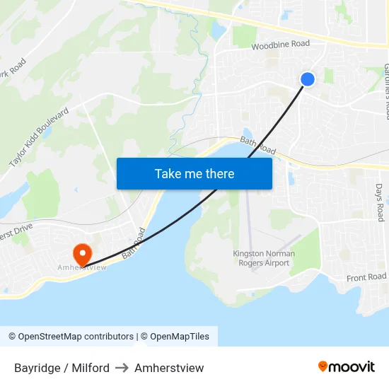 Bayridge / Milford to Amherstview map