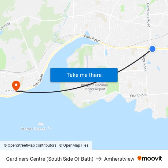 Gardiners Centre (South Side Of Bath) to Amherstview map