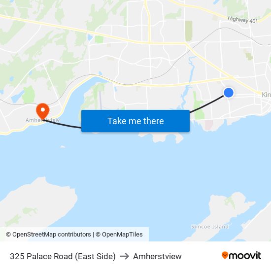 325 Palace Road (East Side) to Amherstview map