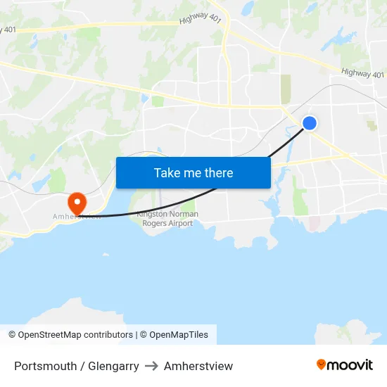 Portsmouth / Glengarry to Amherstview map