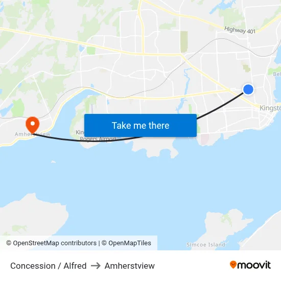Concession / Alfred to Amherstview map