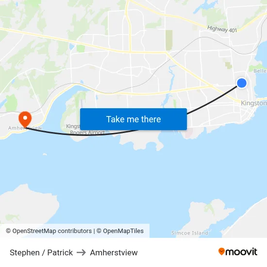 Stephen / Patrick to Amherstview map