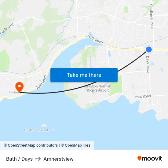 Bath / Days to Amherstview map
