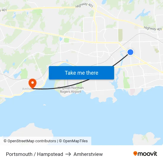 Portsmouth / Hampstead to Amherstview map