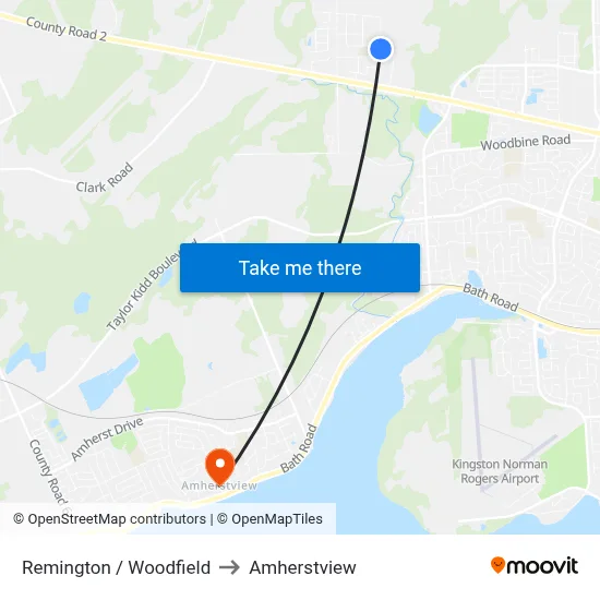 Remington / Woodfield to Amherstview map