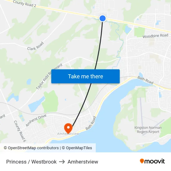 Princess / Westbrook to Amherstview map