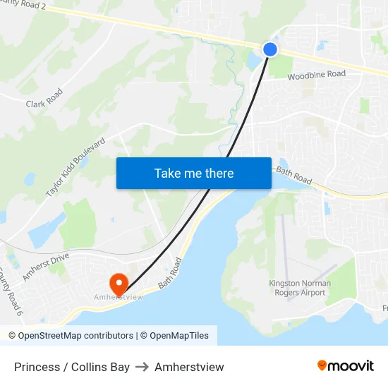 Princess / Collins Bay to Amherstview map