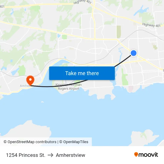 1254 Princess St. to Amherstview map