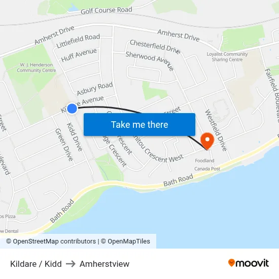 Kildare / Kidd to Amherstview map