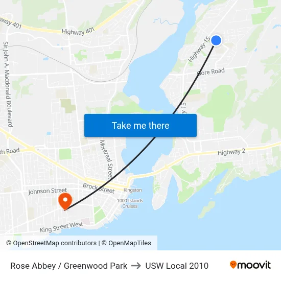 Rose Abbey / Greenwood Park to USW Local 2010 map