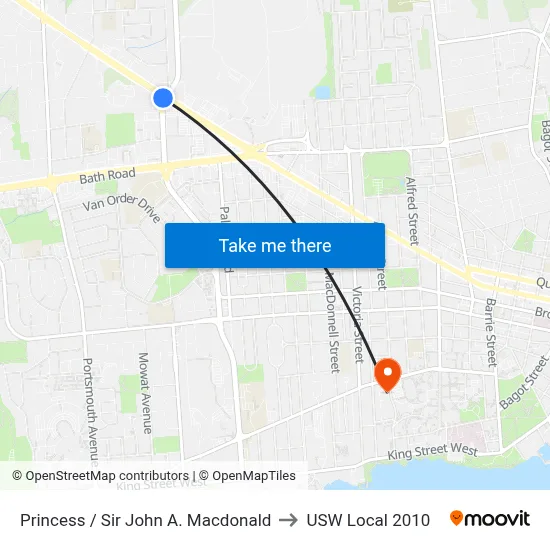 Princess / Sir John A. Macdonald to USW Local 2010 map