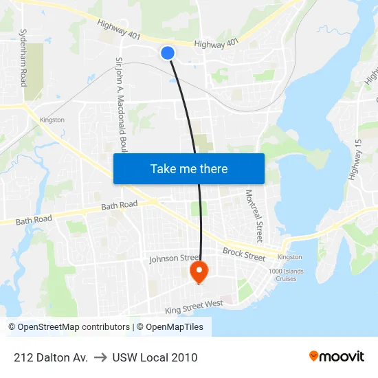 212 Dalton Av. to USW Local 2010 map