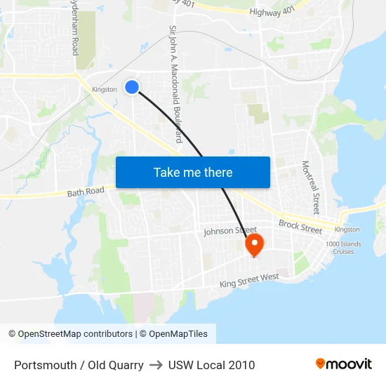 Portsmouth / Old Quarry to USW Local 2010 map