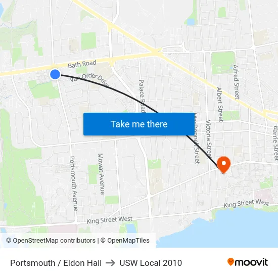 Portsmouth / Eldon Hall to USW Local 2010 map