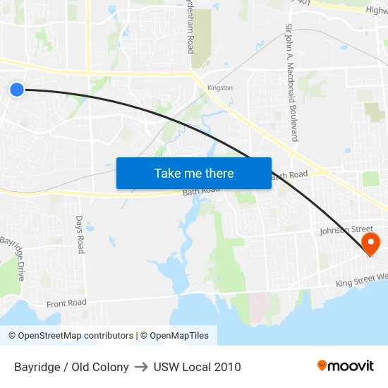 Bayridge / Old Colony to USW Local 2010 map