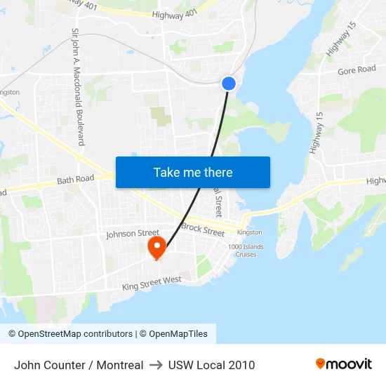 John Counter / Montreal to USW Local 2010 map