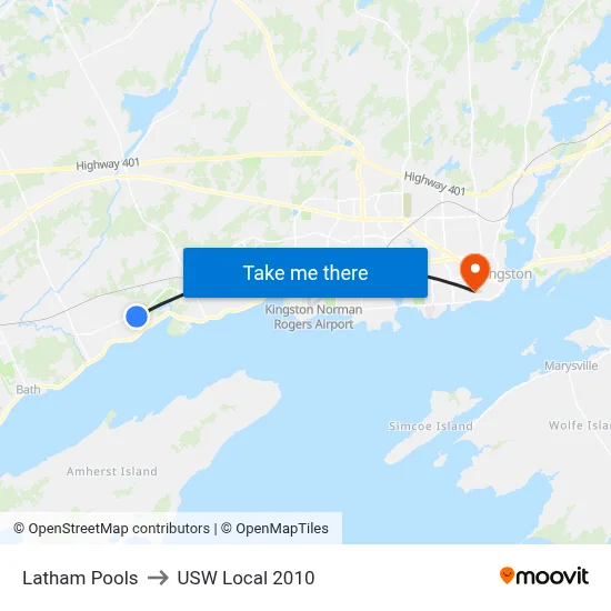 Latham Pools to USW Local 2010 map
