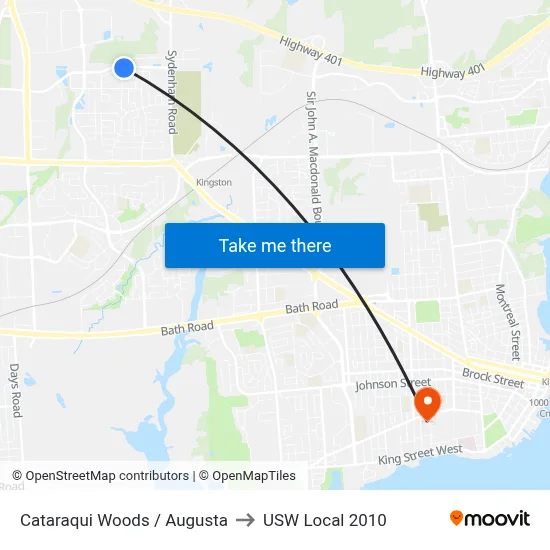 Cataraqui Woods / Augusta to USW Local 2010 map