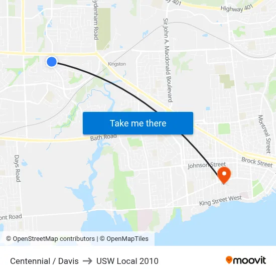 Centennial / Davis to USW Local 2010 map