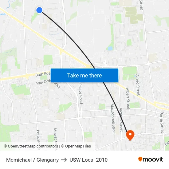 Mcmichael / Glengarry to USW Local 2010 map